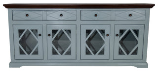 71" Shelter Bay Credenza, Soft White Base, Caribbean Rum Top