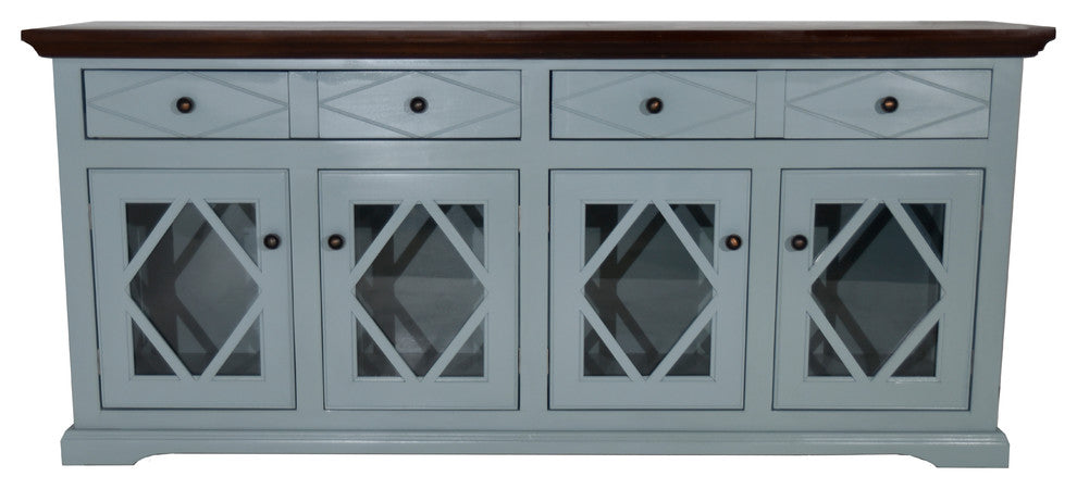 71" Shelter Bay Credenza, Soft White Base, Caribbean Rum Top