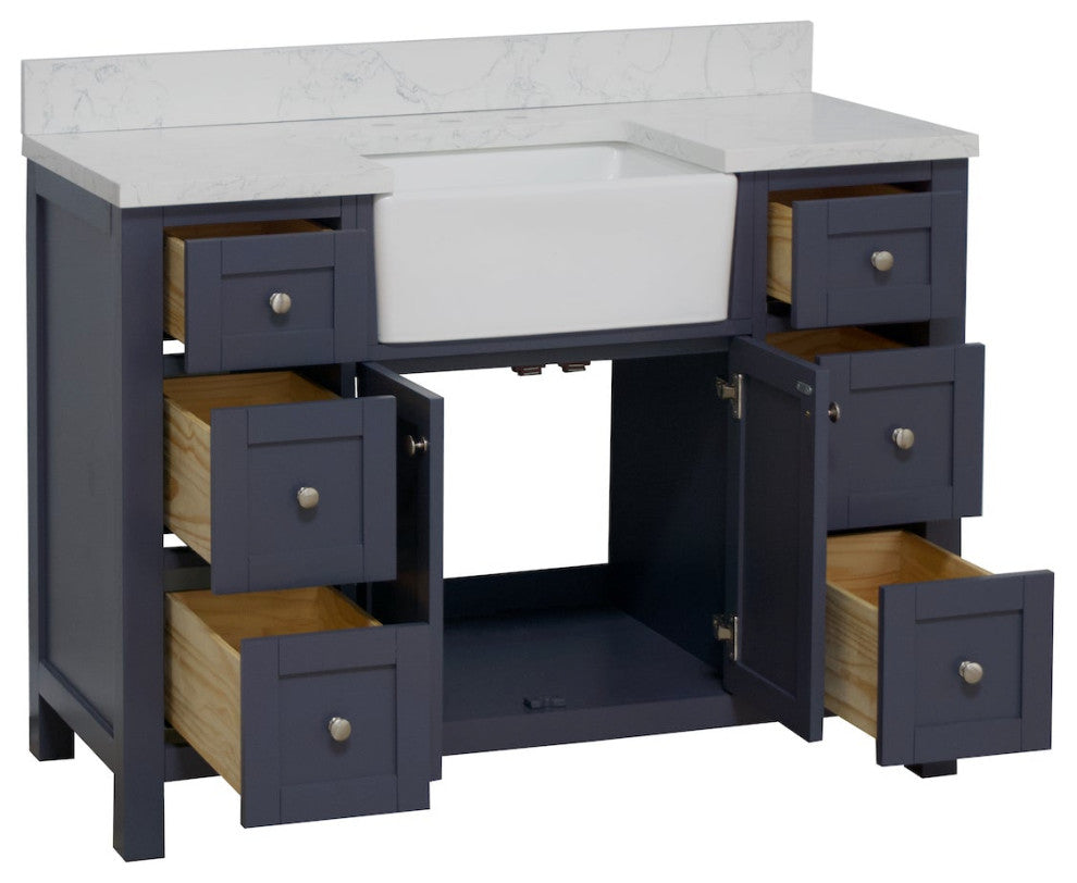 Yorkshire 48" Bathroom Vanity, Marine Gray, Engineered Marble