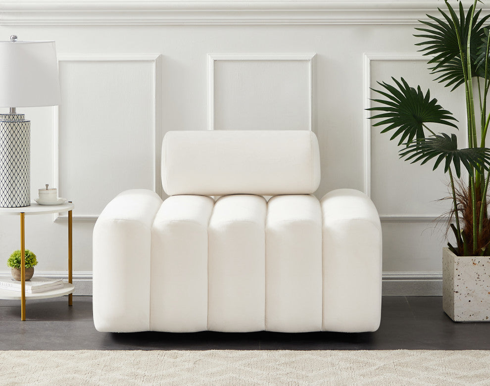 Melody Velvet Upholstered Chair, Cream, Chair