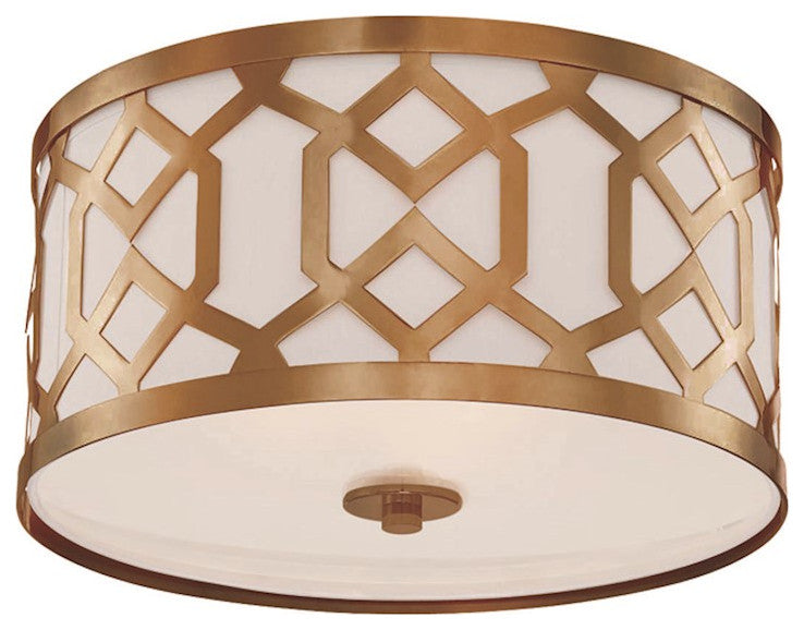Jennings 3-Light Ceiling Mount, Aged Brass With White Linen