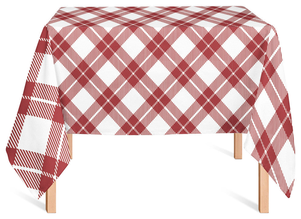 Diagonal Plaid Red 58x58 Tablecloth