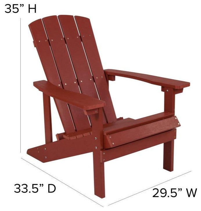 Charlestown Set of 2 Adirondack Chairs with Cushions, Red/Cream