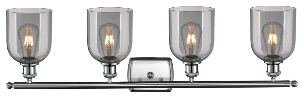 Ballston-Bella 4-Light 36" Bath Vanity Light, Brushed Satin Nickel, Light Smoke
