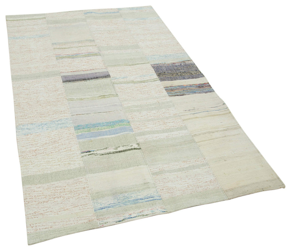 Rug N Carpet - Handmade Anatolian 4' 3'' x 6' 11'' Tribal Patchwork Kilim Rug