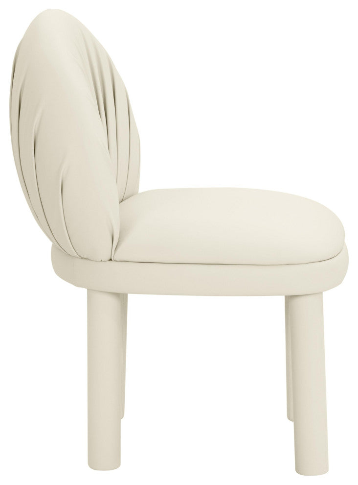 Aliyah Cream Vegan Leather Dining Chair - Cream