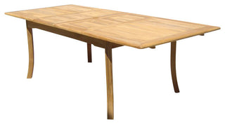 9-Piece Outdoor Teak Dining Set: 94" Rectangle Table, 8 Grand Stacking Arm Chair