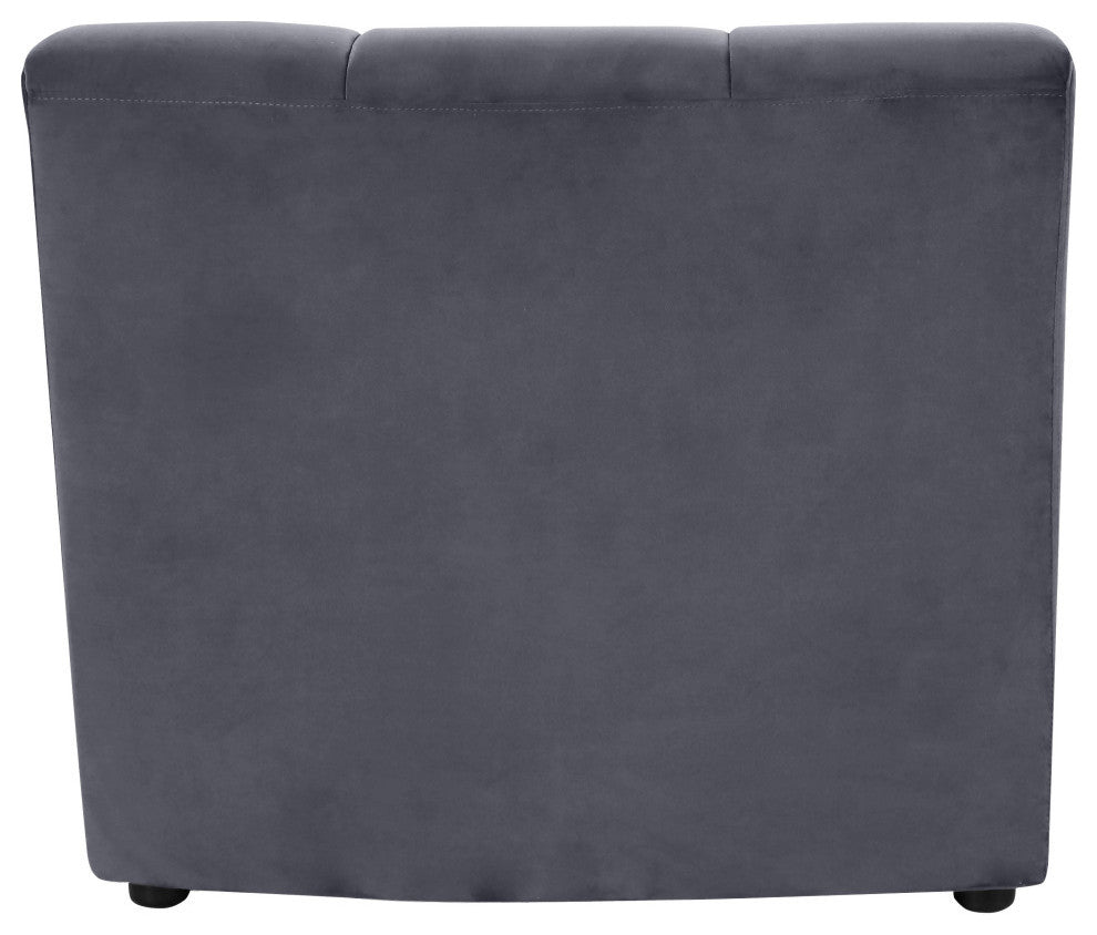 Limitless Velvet Upholstered 1-Piece Modular Chair, Gray