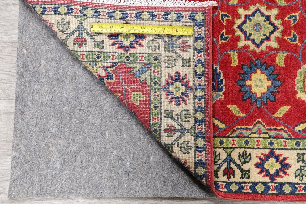 Wool Kazak Oriental Hand Made Pakistani Traditional Runner Rug, Red, 9'10"X2'9"