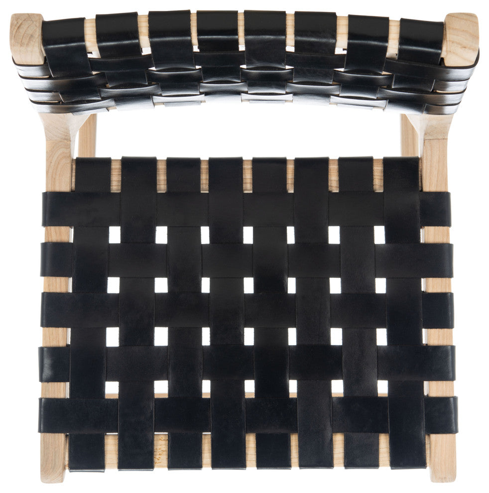 Safavieh Adah Leather Bar Stool, Black / Natural