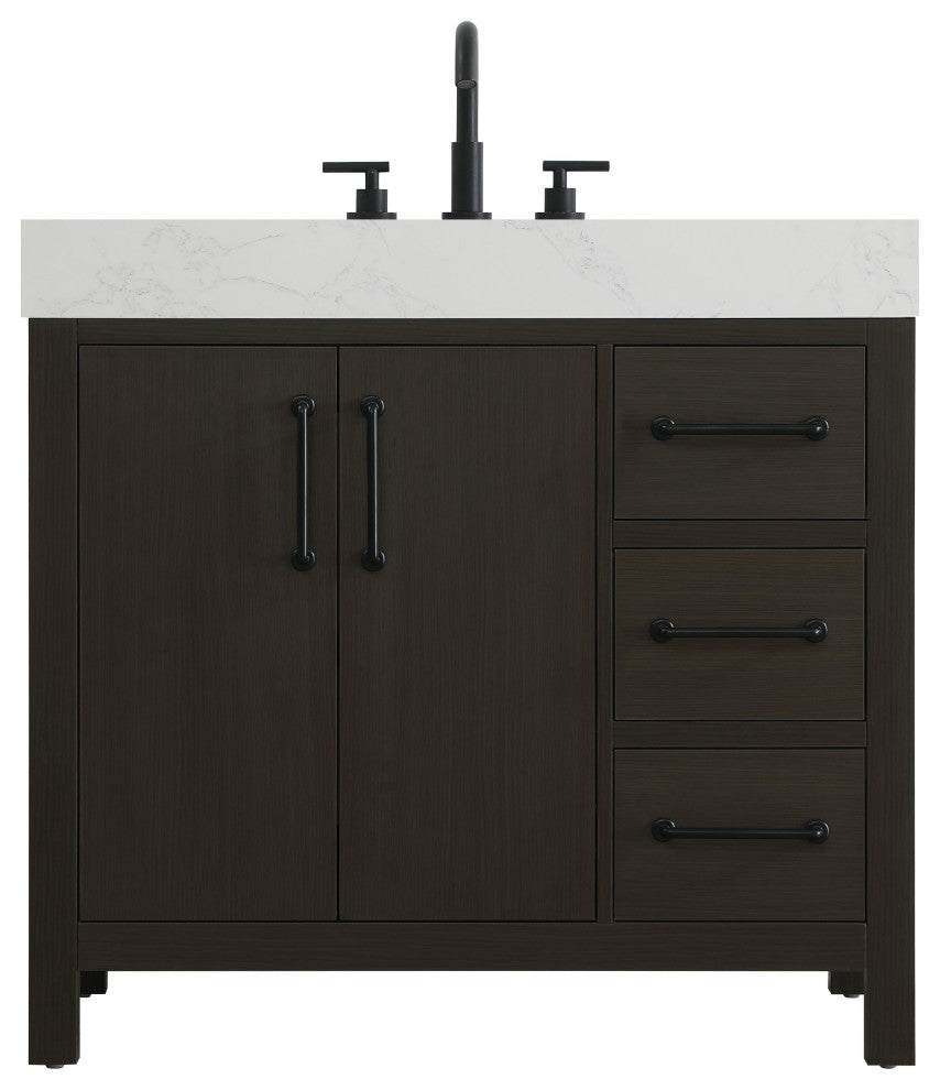 Home Living 36" Single Bathroom Vanity, Mocha Brown