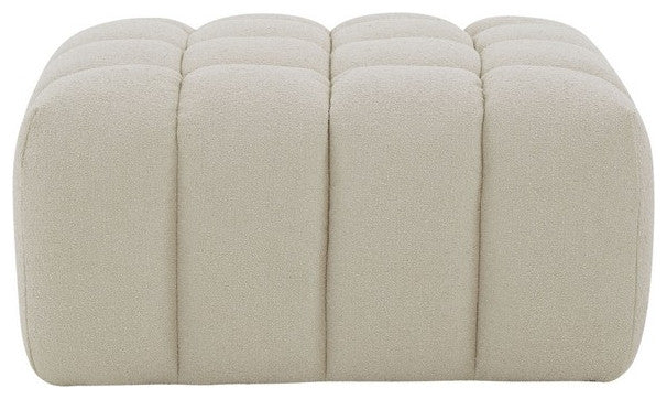 Safavieh Couture Calyna Boucle Ottoman, Light Grey