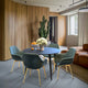 LeisureMod Markley Modern Leather Dining Armchair With Gold Legs, Peacock Blue