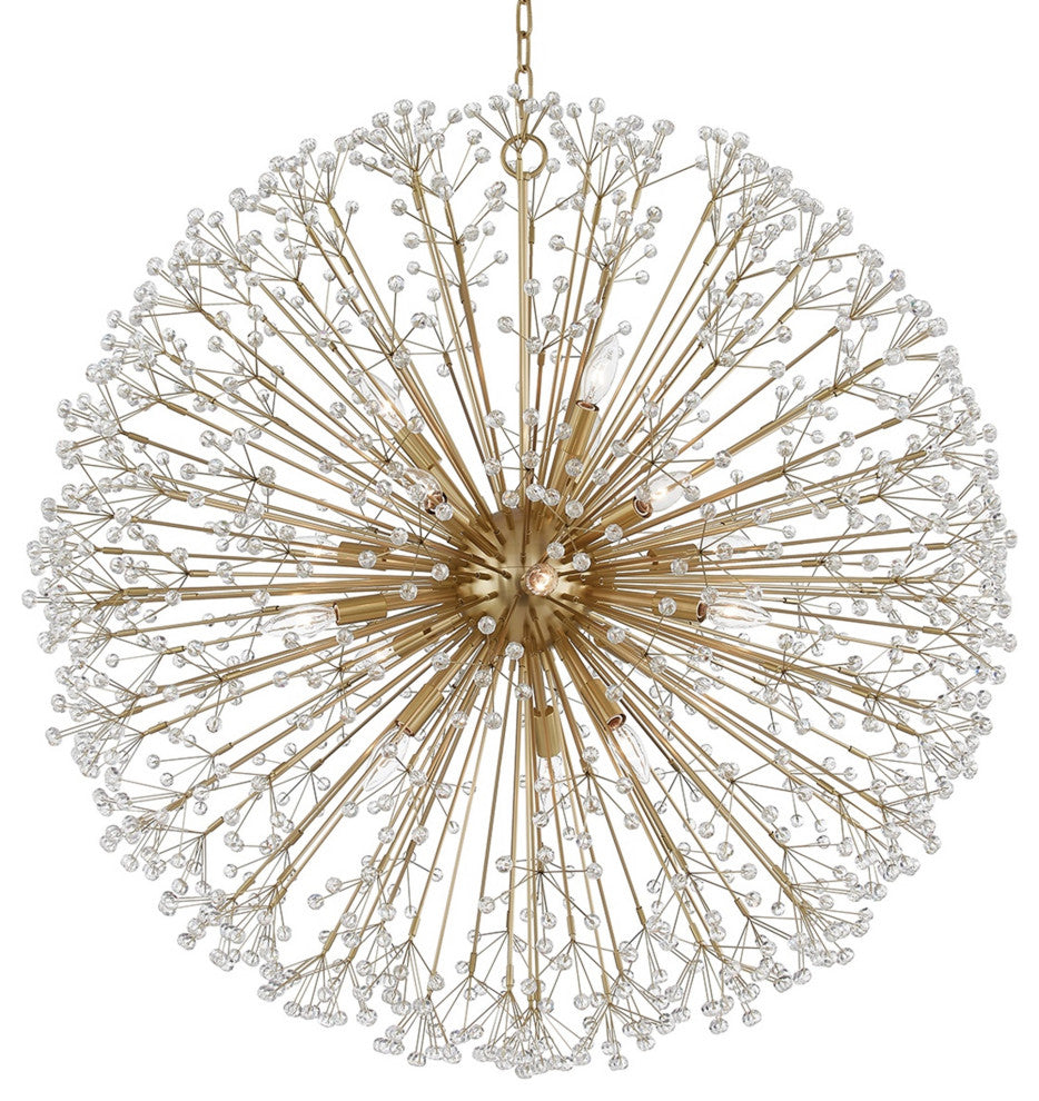 Dunkirk 16-Light Chandelier Aged Brass Finish Faceted K9 Crystal