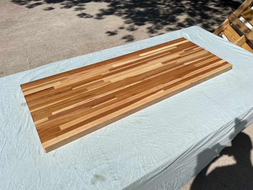 Custom Edge Grain Butcher Block Table Top, Workbench, Desk Top, Hickory, 36"x36"
