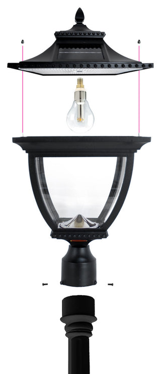 Pagoda Bulb Solar Lamp Post - Single Lamp