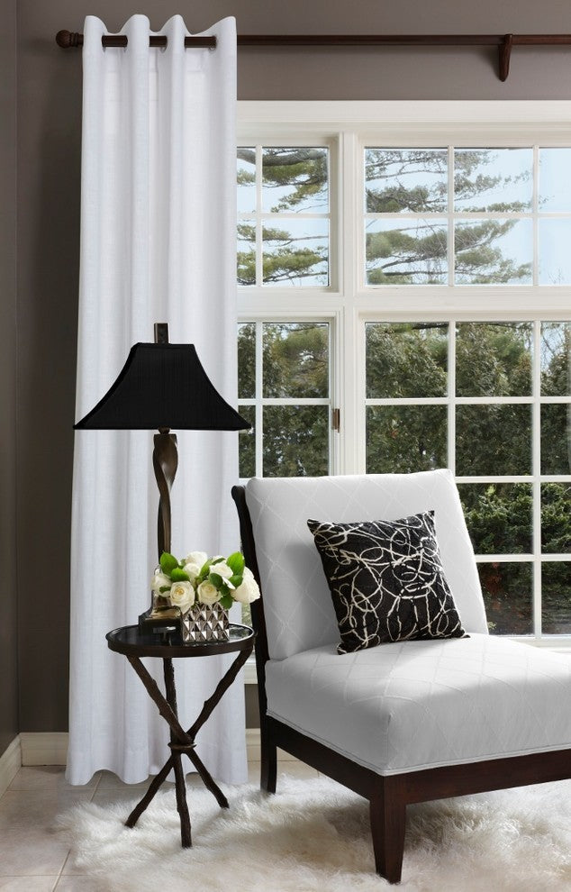 Serene Cloud, White Cotton, Grommet Single Drapery Panel, 95