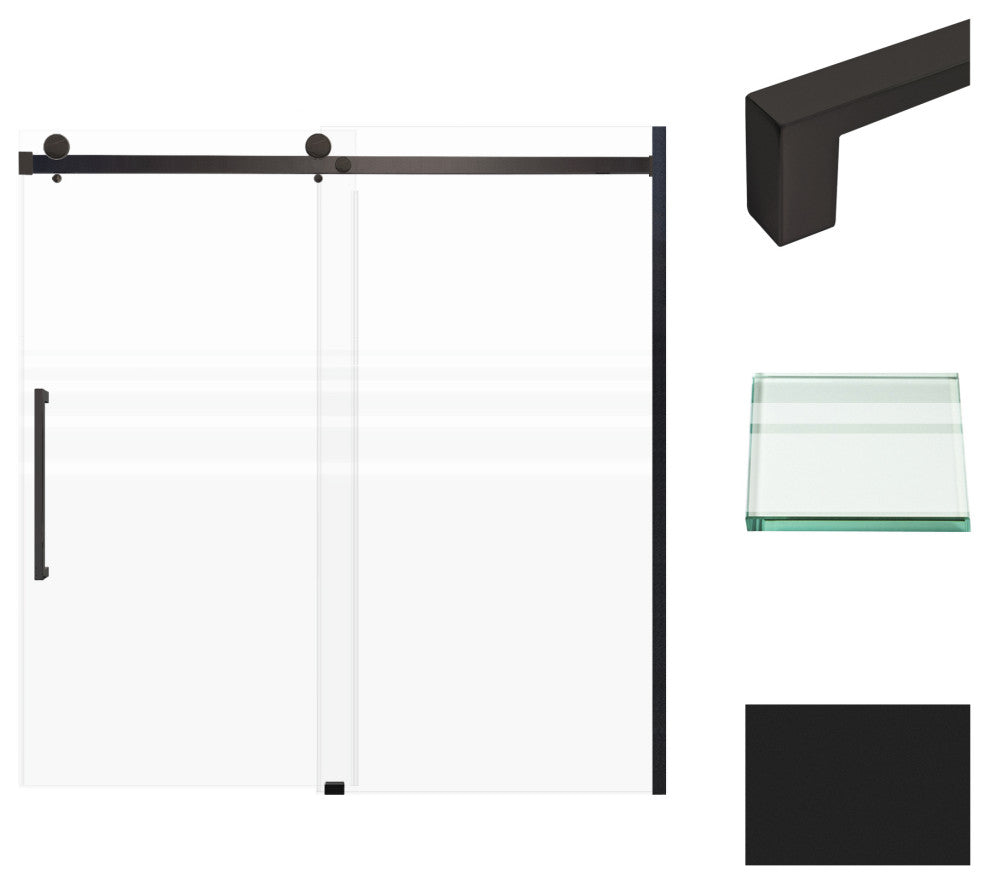 Transolid Madeline 60"x60" Frameless Shower Door with Fixed Panel in Matte Black