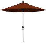 9' Matted Black Push-Button Tilt Crank Aluminum Umbrella, Brick Pacifica