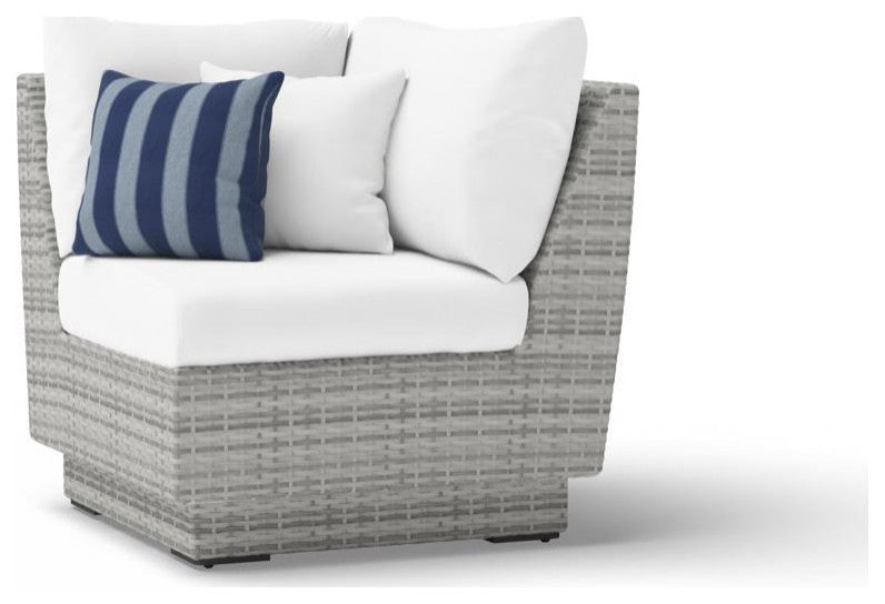 Cannes 9 Piece Sunbrella Outdoor Corner Sectional and Club Chair Seating Set, Centered Ink