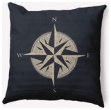 26x26" Compass Nautical Decorative Indoor Pillow, Shark Blue