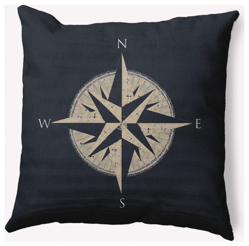 26x26" Compass Nautical Decorative Indoor Pillow, Shark Blue