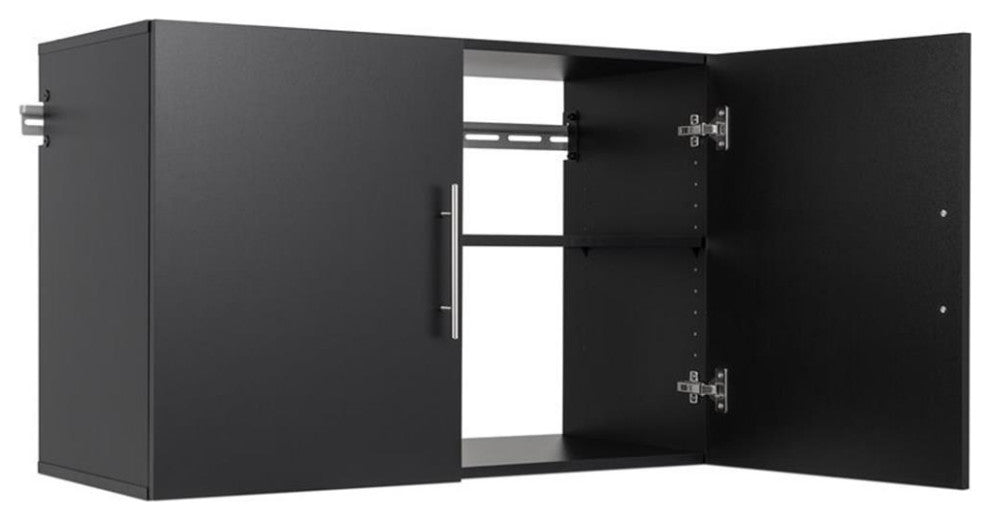 Prepac HangUps 36" Upper Wooden Garage Storage Cabinet in Black