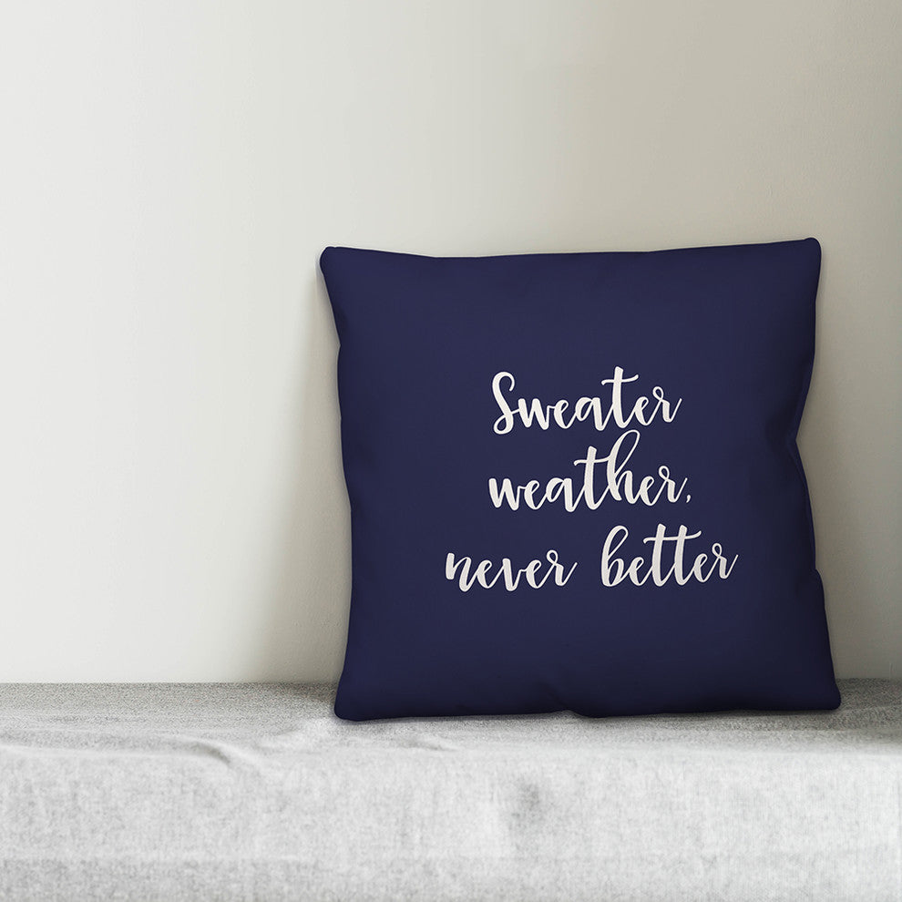 Sweater Weather Never Better in Navy 18x18 Throw Pillow