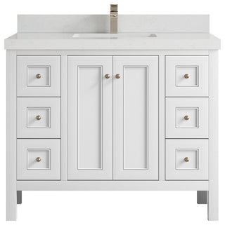 Nashville 42" Single Sink Bath Vanity, White 2" Carrara Quartz