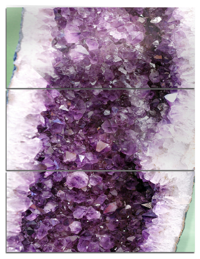 "Purple Precious Stones" Digital Metal Wall Art, 3 Panels, 28"x36"