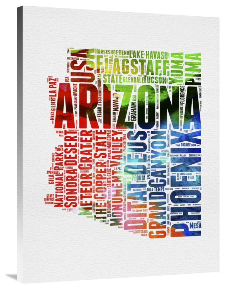 "Arizona Watercolor Word Cloud" Fine Art Print