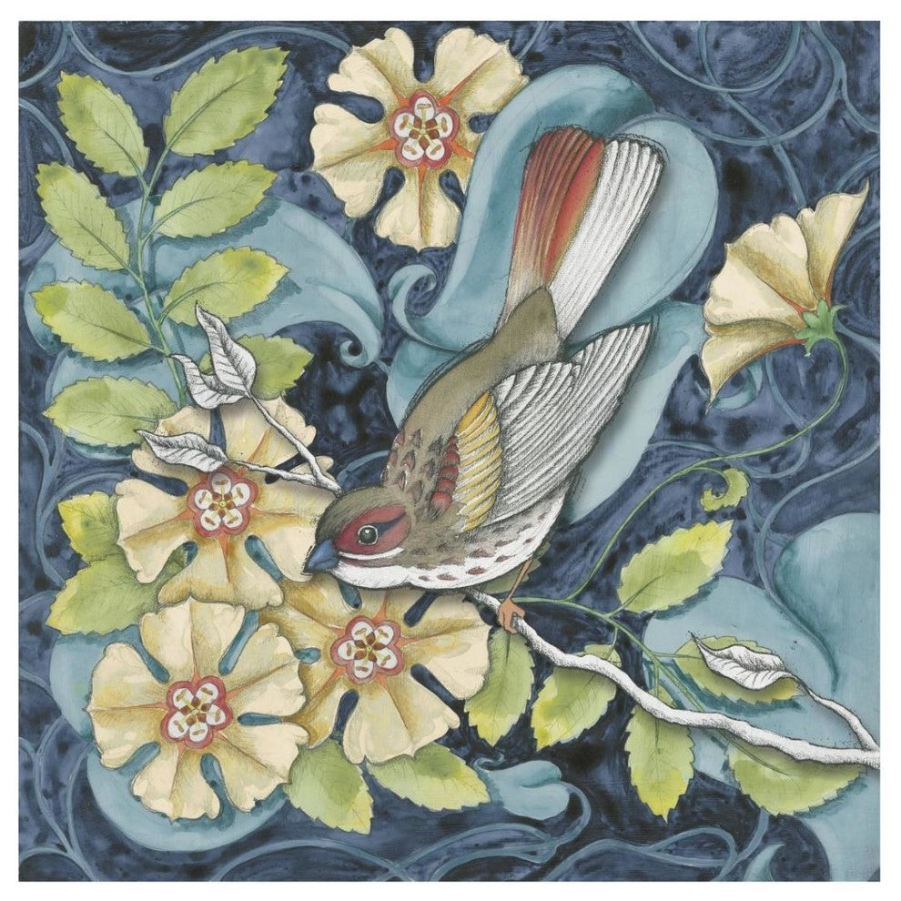 "Arts and Crafts Bird II" Digital Paper Print by Elyse DeNeige, 42"x42"