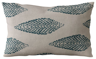 Plutus Blue Large Leafs Floral Luxury Throw Pillow, 24"x24"