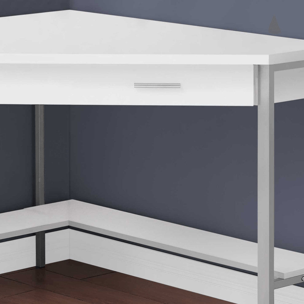 42" White Corner Computer Desk