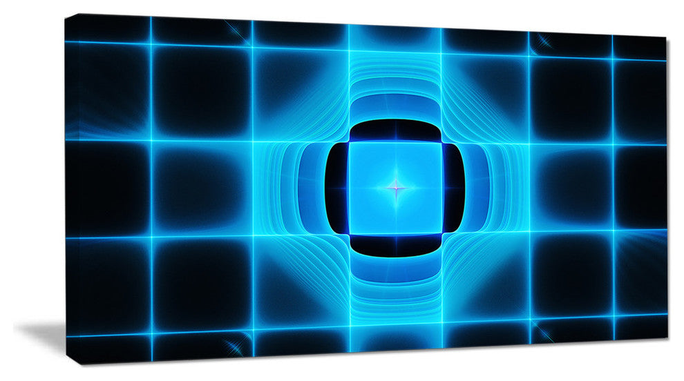 Blue on Black Thermal Infrared Visor, Oversized Abstract Canvas Art Print, 60x28