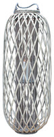 Gray Lattice Pillar Candle Holder Large 31" Hurricane Lantern Floor