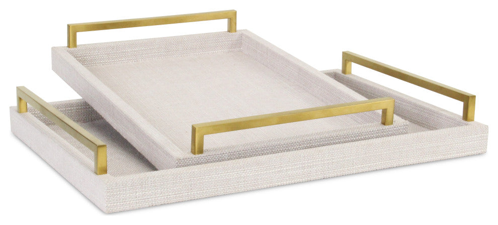 Lusan Linen Tray Set Dark White