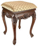 Hand-Carved Solid Hardwood Walnut Antique Replica Queen Anne Stool