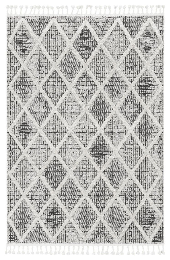 KAS Willow 1101 Charcoal Diamonds Area Rug, 5'3"x7'7"