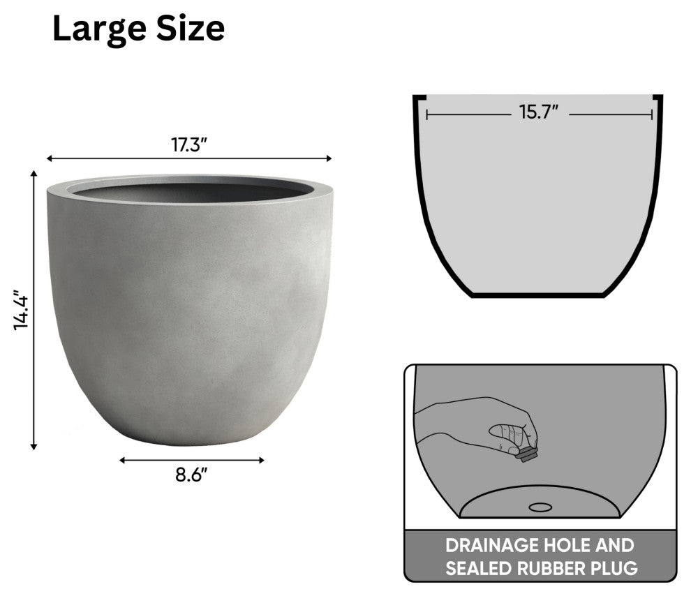 DTY Signature Mount Belford 1-piece Fiberstone Planter, Gray, Large