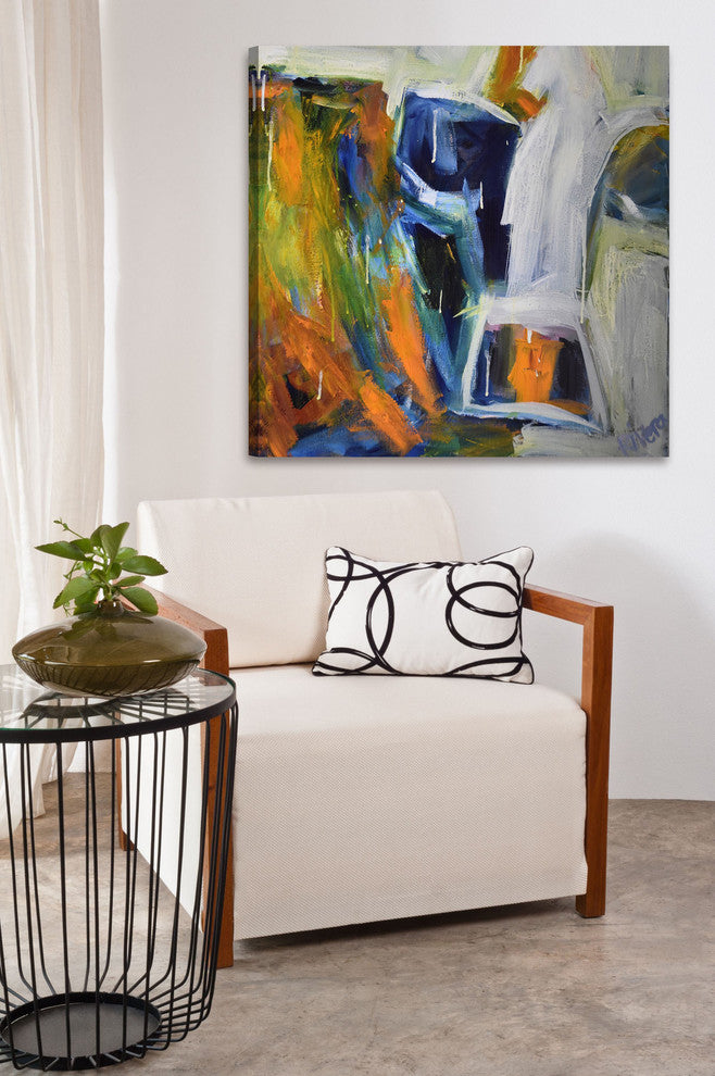 "Funky Cow" Painting Print on Wrapped Canvas, 32"x32"