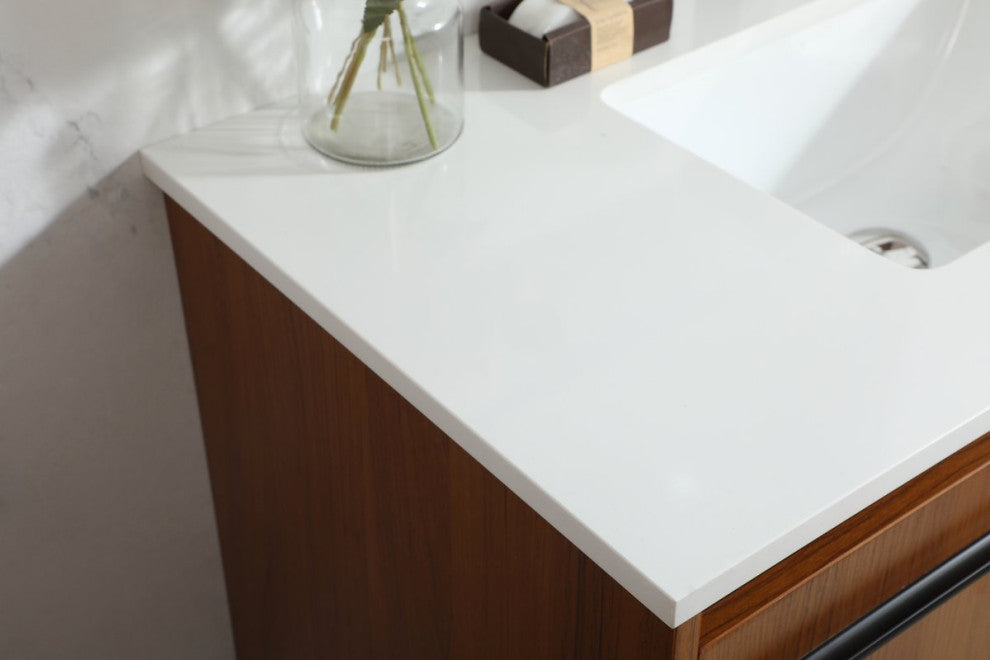 Phoebe Single Bathroom Vanity, Teak, 36", Without Backsplash