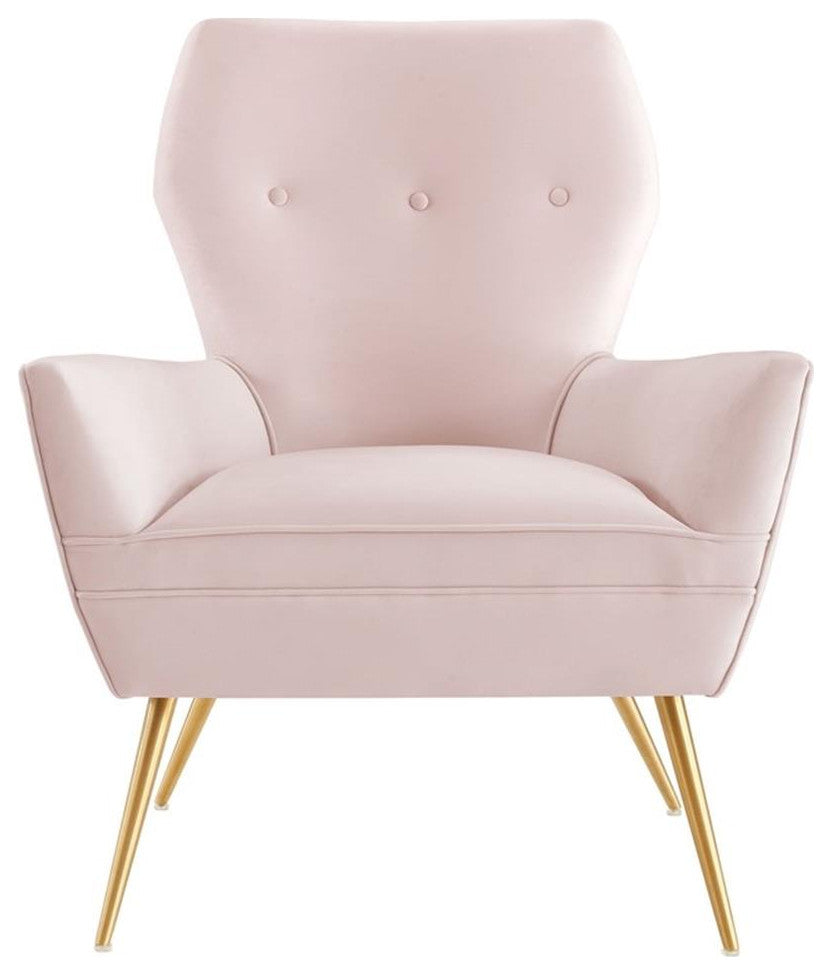 Renata Button Tufted Performance Velvet Armchair, Pink