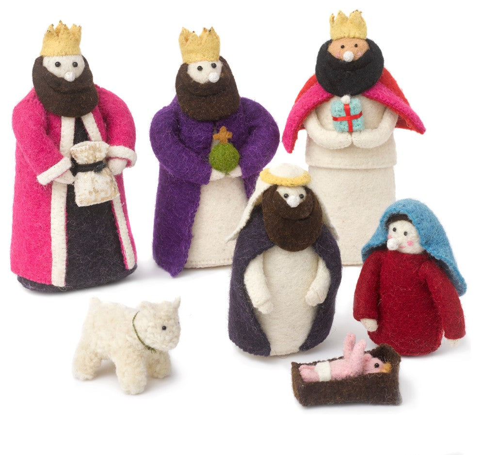 Nativity Scene in Hand Felted Wool