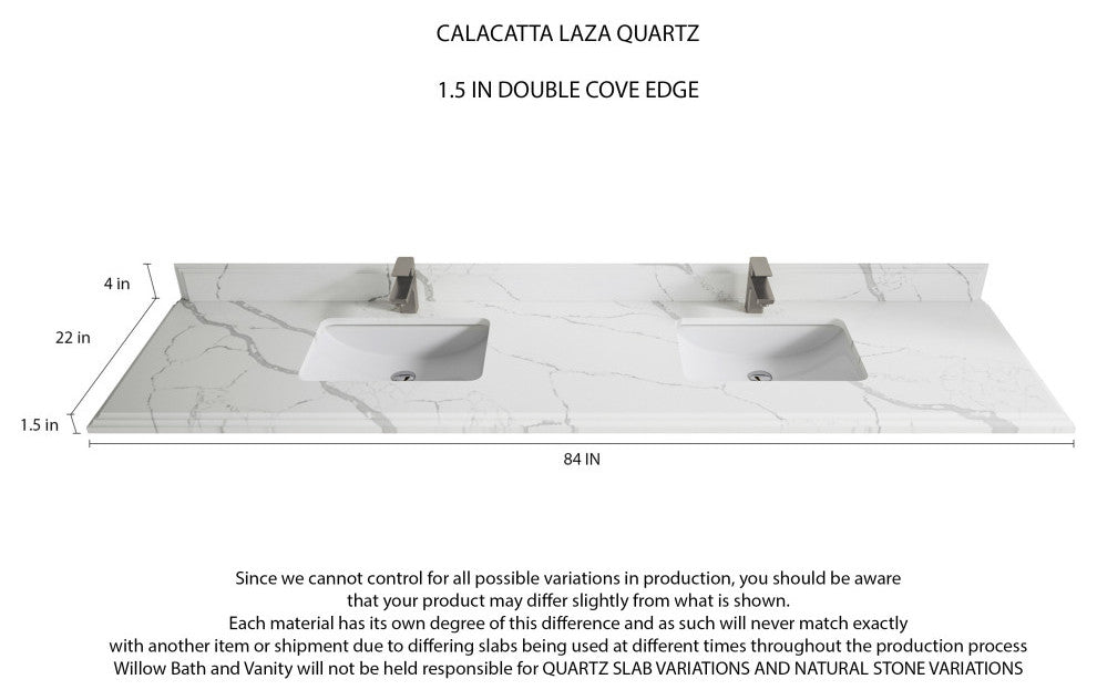 Boston 84 Double Sink Bath Vanity in White 2" Calacatta Laza