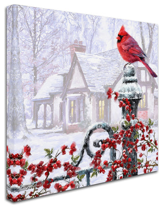 The Macneil Studio 'Cardinal on Gatepost' Canvas Art, 35" x 35"
