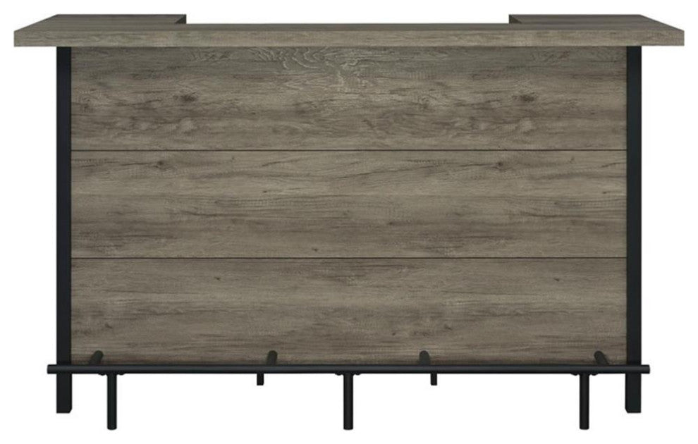 Coaster Farmhouse Wood Storage Bar Unit with Metal Frame in Gray