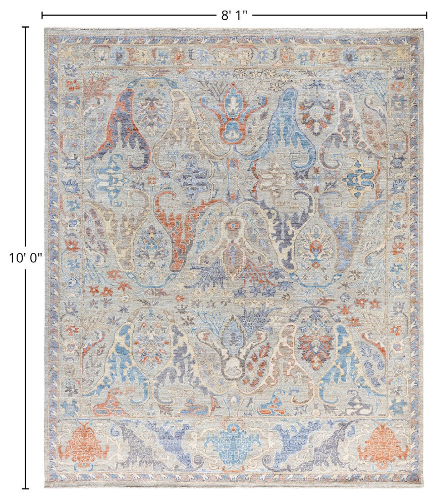 Oushak One-of-a-Kind Hand-Knotted Area Rug Light Gray, 8'1" x 10'0"