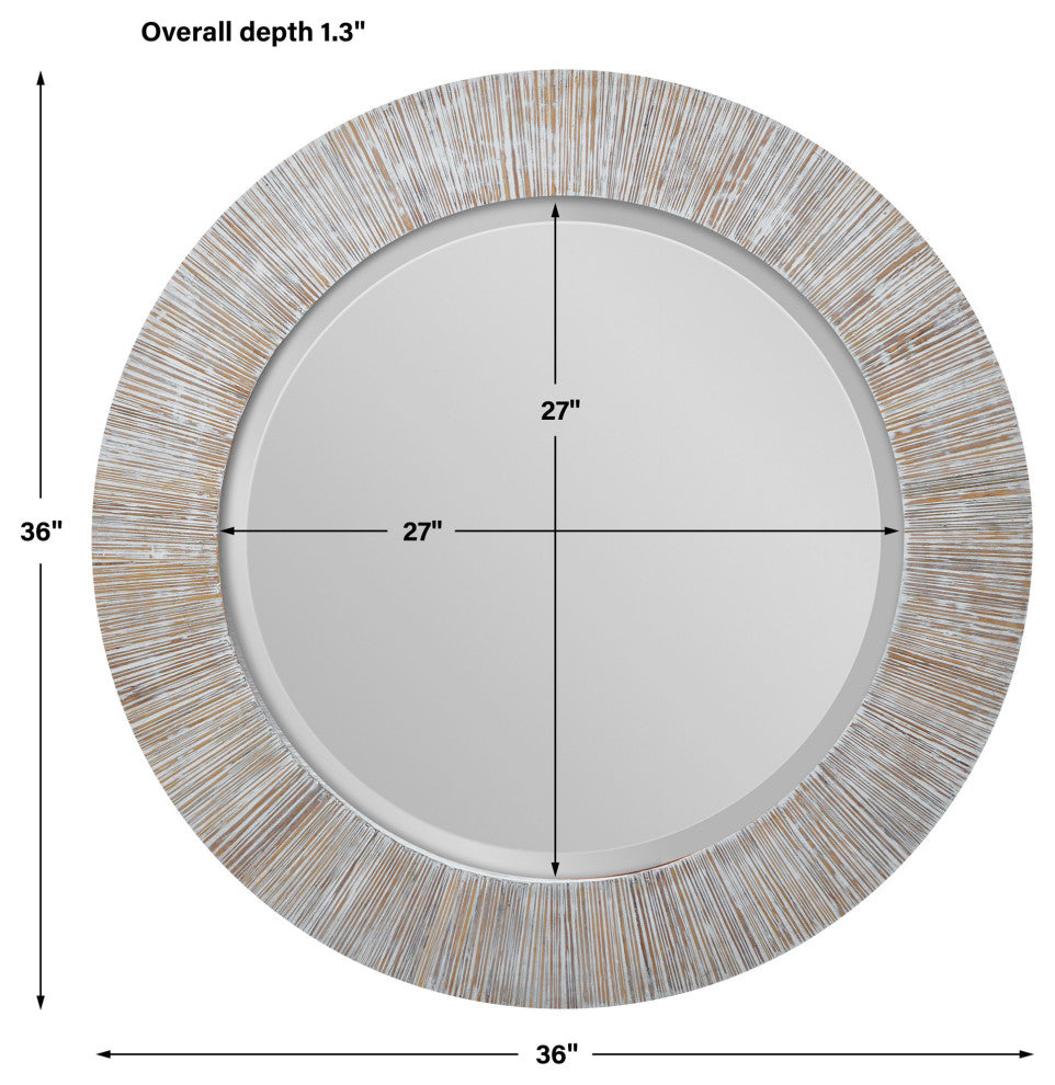 Uttermost Repose Whitewash Round Mirror