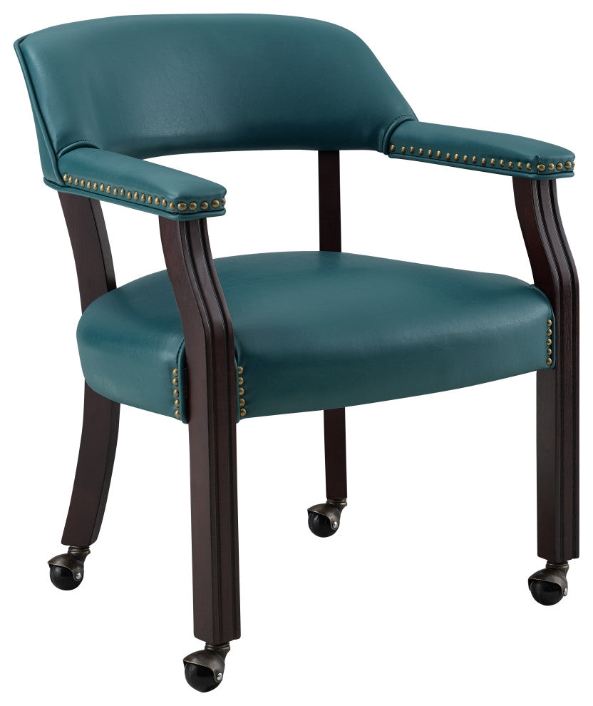Tournament Arm Chair With Casters, Teal